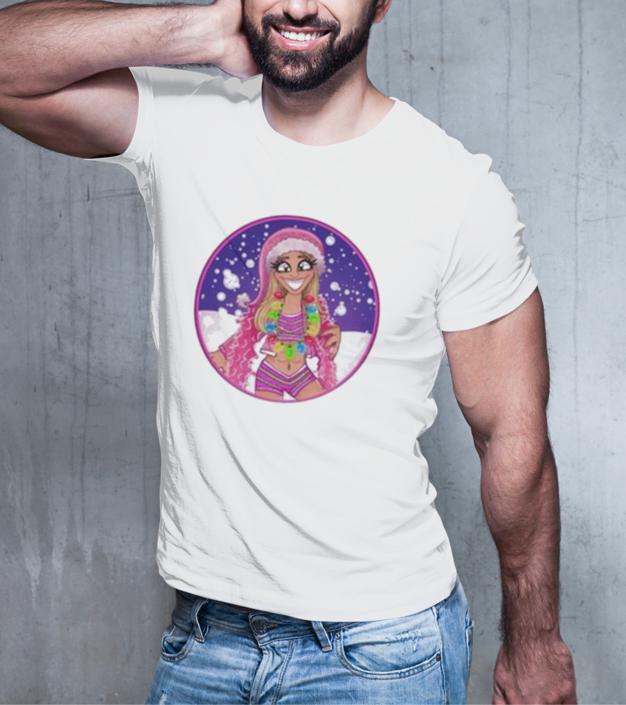 Merry Brittmas Wrestling Funny Christmas Outfit Santa Hat Cartoon T-Shirt