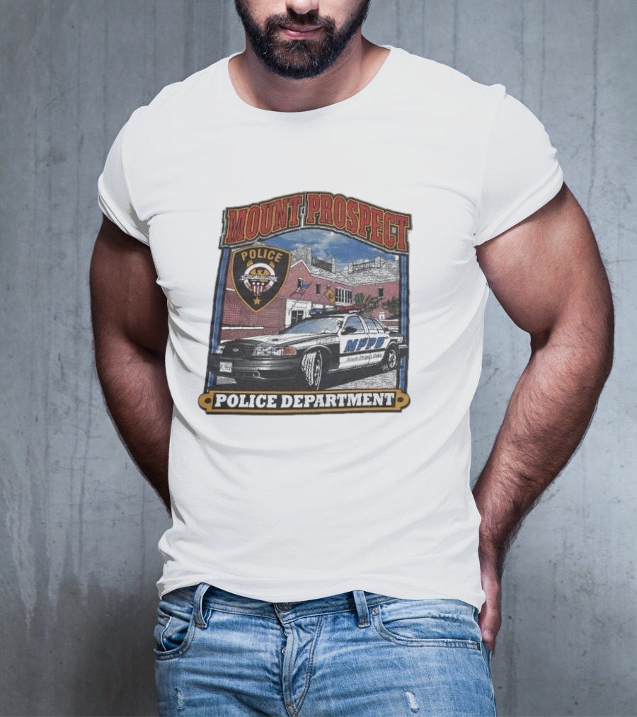 Mount Prospect Police Department Illinois Badge And Patrol Car T-Shirt