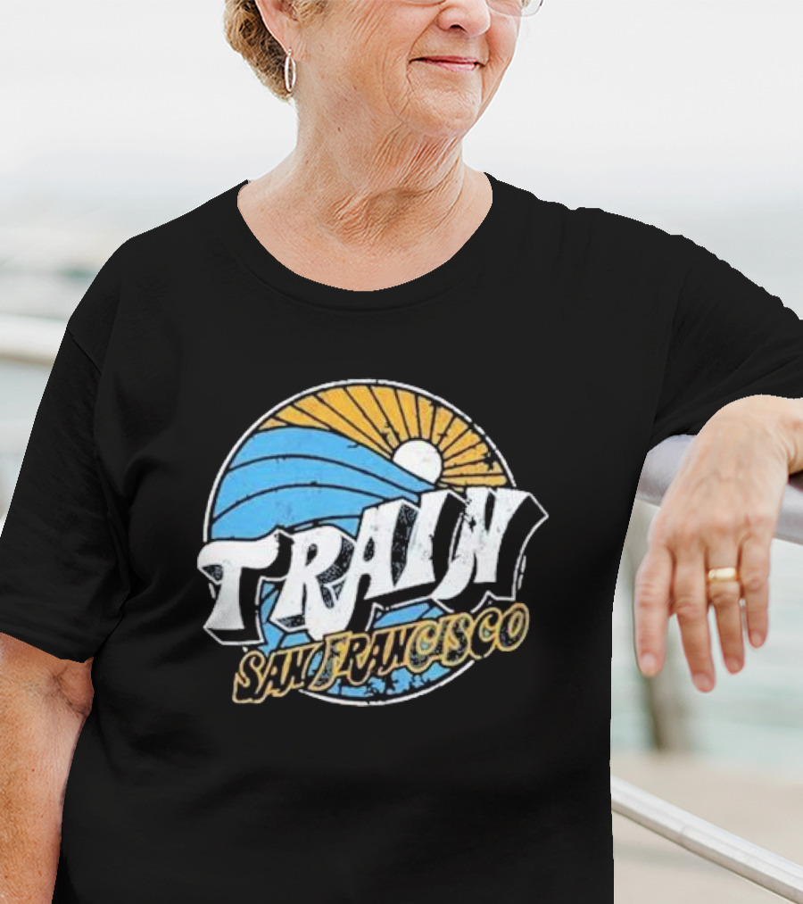 Train San Francisco Sunset Wave Retro T-Shirt