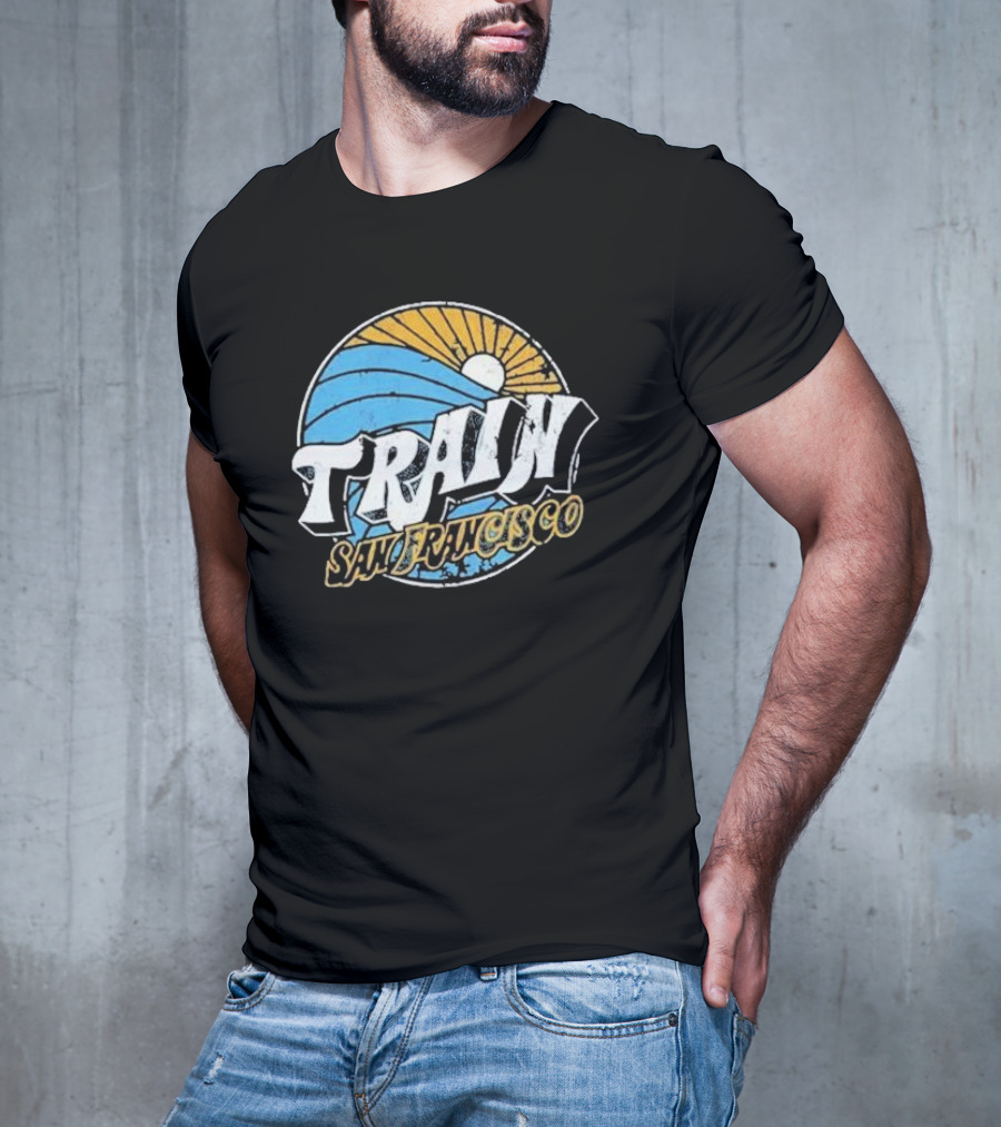 Train San Francisco Sunset Wave Retro T-Shirt