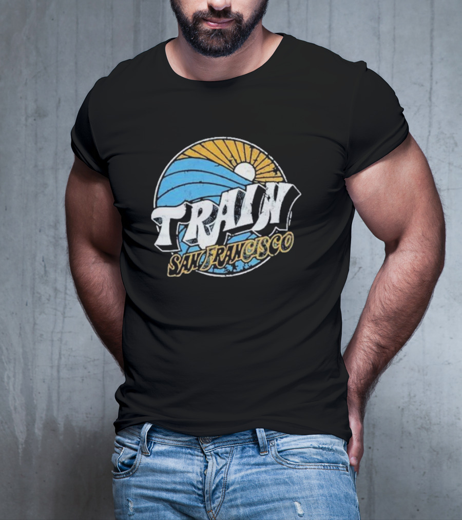 Train San Francisco Sunset Wave Retro T-Shirt