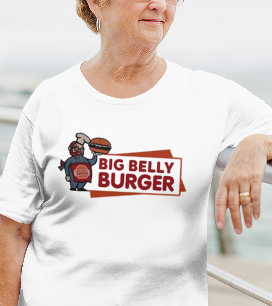 Big Belly Burger Logo With Chef Holding Burger T-Shirt