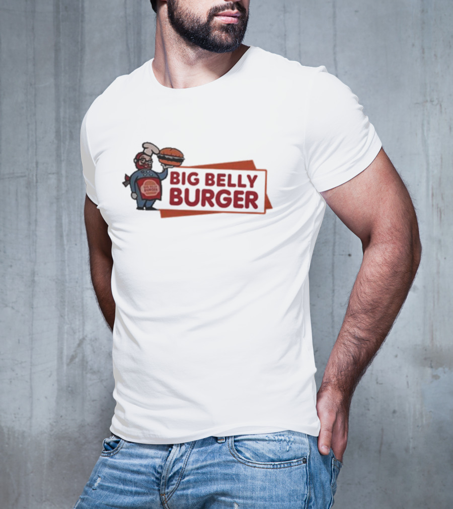 Big Belly Burger Logo With Chef Holding Burger T-Shirt