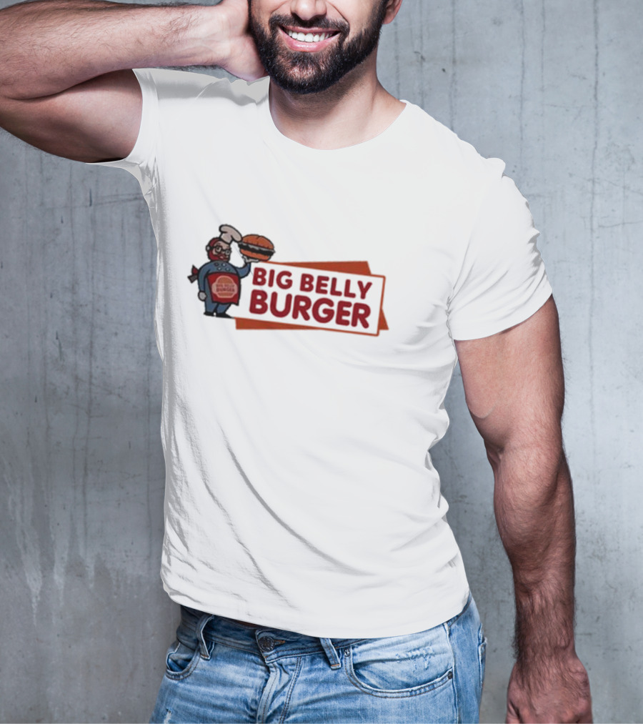 Big Belly Burger Logo With Chef Holding Burger T-Shirt