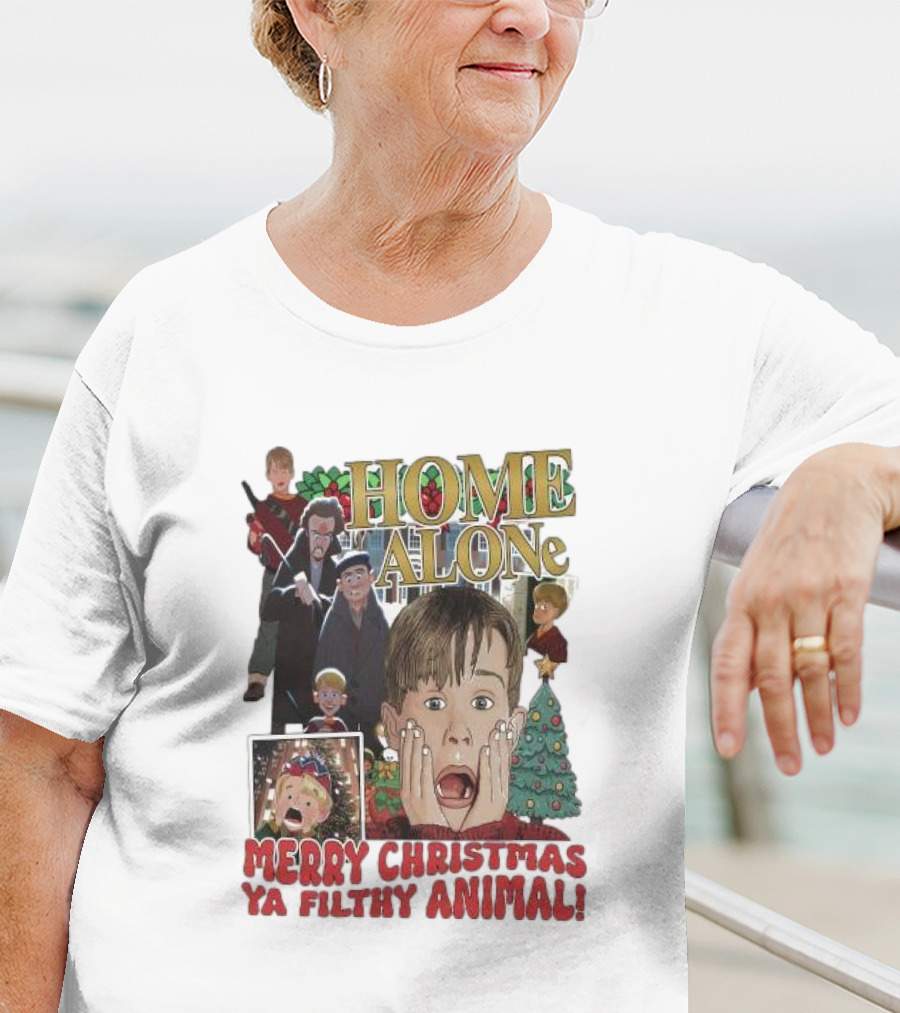 Home Alone Merry Christmas Ya Filthy Animal Kevin McCallister Holiday Movie Collage T-Shirt