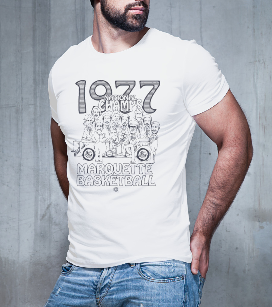 1977 National Champs Marquette Basketball Nostalgic Team Caricature T-Shirt