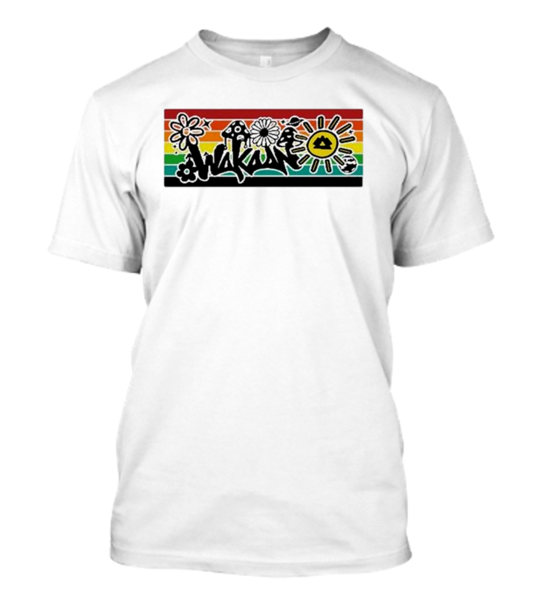Wakaan Psychedelic Flower And Mushroom Rasta Sun T-Shirt