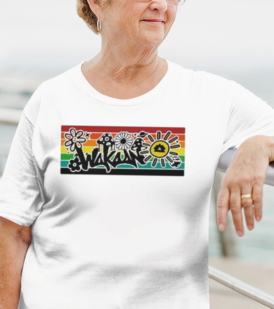 Wakaan Psychedelic Flower And Mushroom Rasta Sun T-Shirt