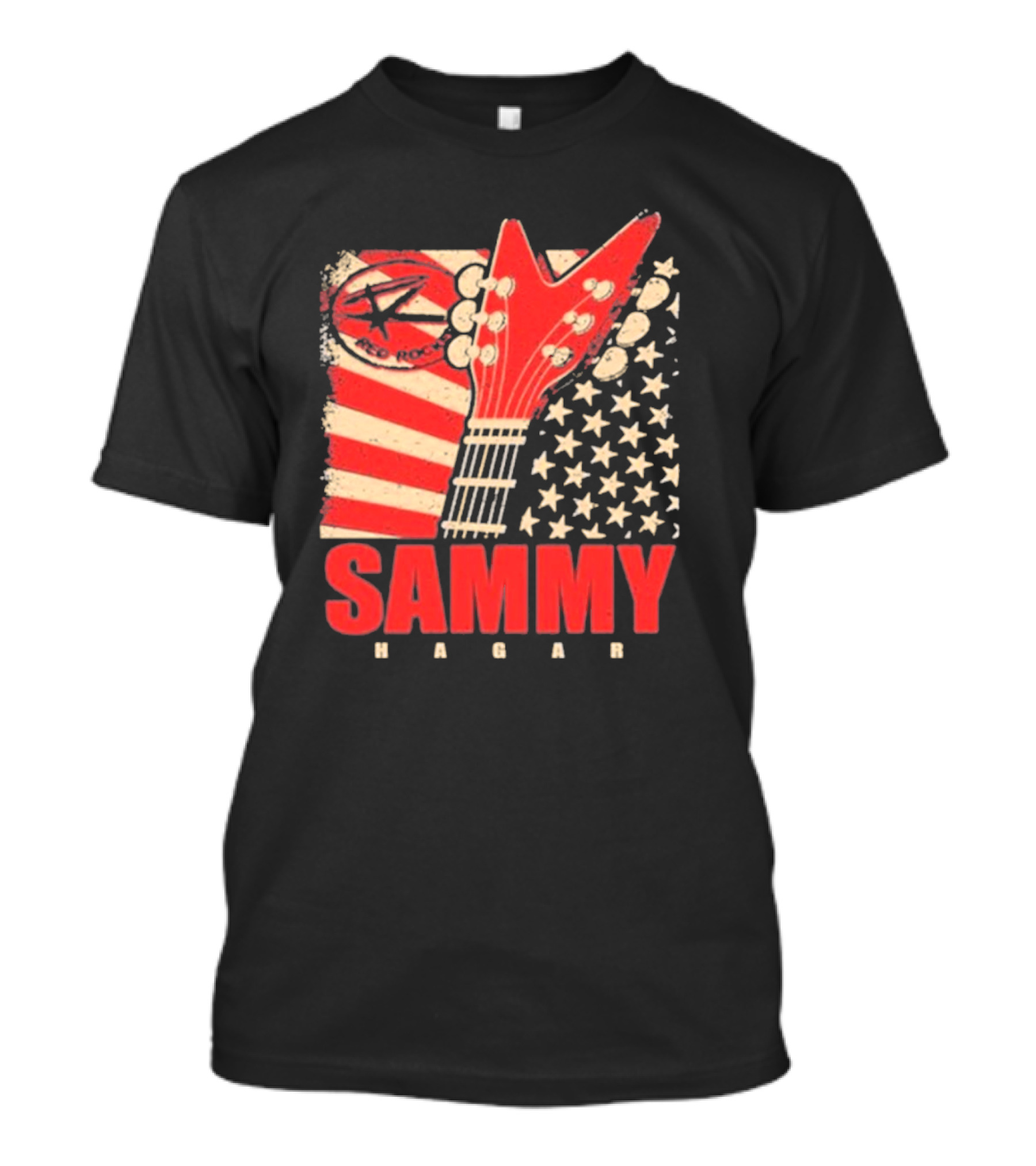 Sammy Hagar Red Rocker American Flag Guitar T-Shirt