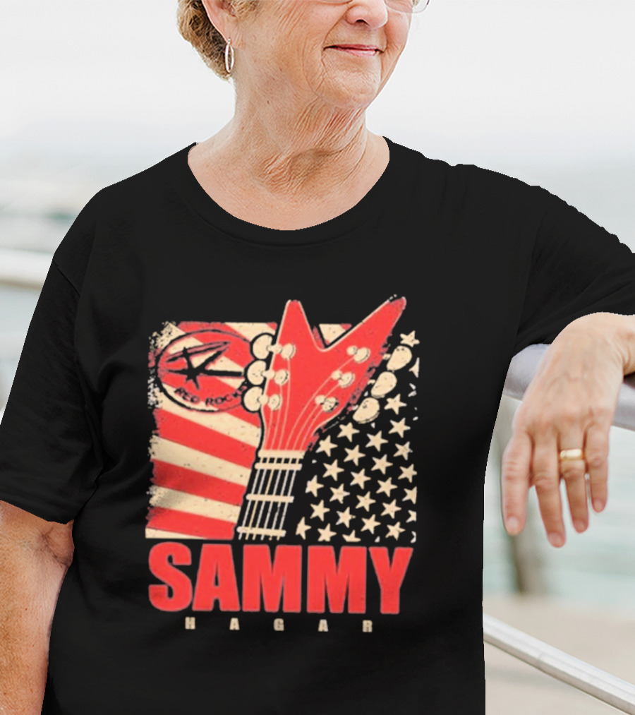 Sammy Hagar Red Rocker American Flag Guitar T-Shirt