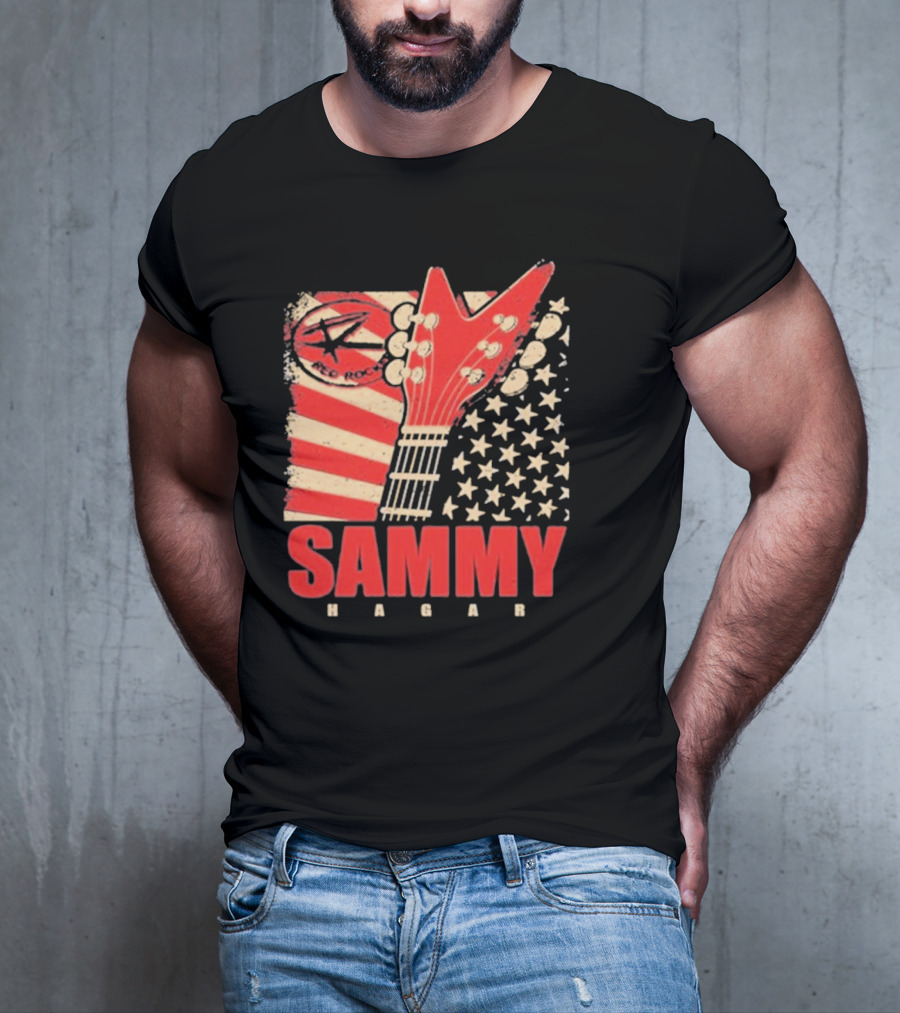 Sammy Hagar Red Rocker American Flag Guitar T-Shirt