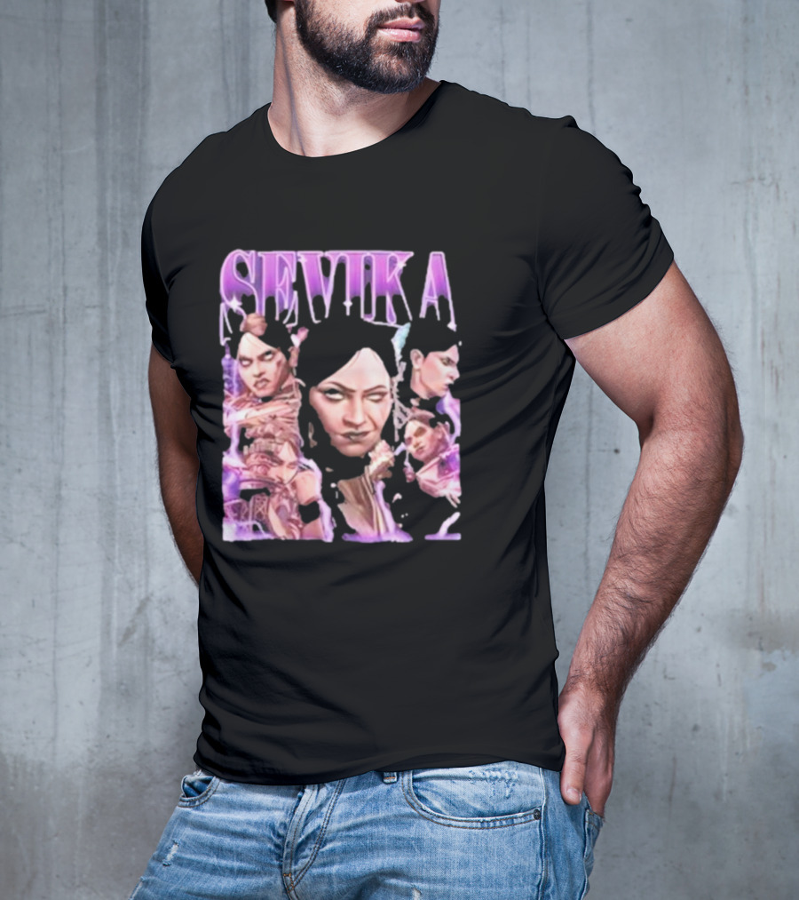 SEVIKA Arane Character Collage Graphic Purple Tones T-Shirt