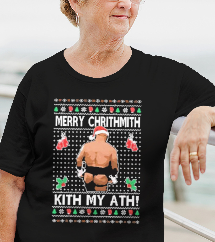 Merry Chrithmith Kith My Ath Mike Tyson Santa Boxing Christmas T-Shirt