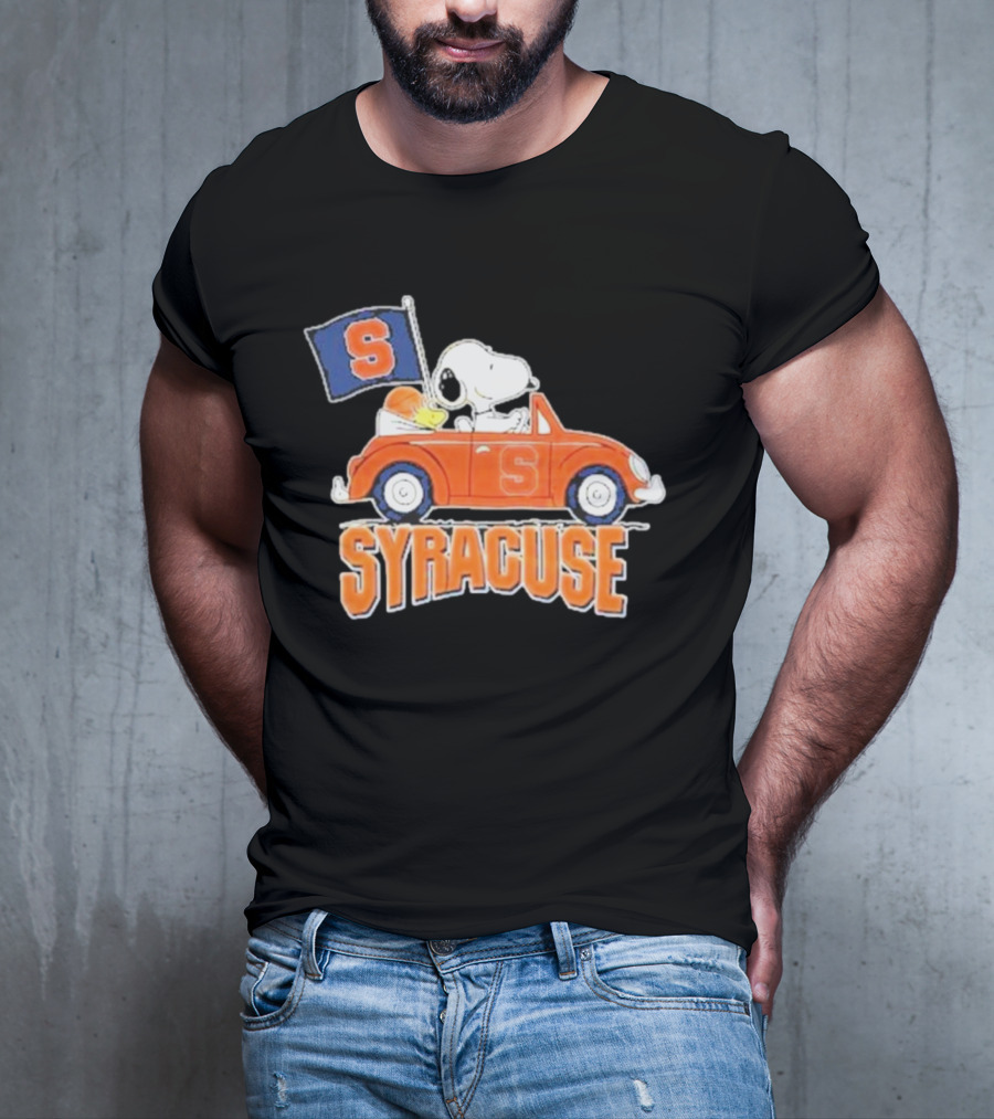 Snoopy Syracuse Orange Basketball Driving Car T-Shirt