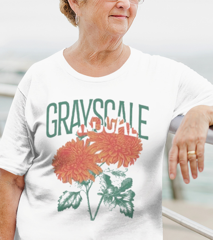 Grayscale Vintage Flower Logo T-Shirt