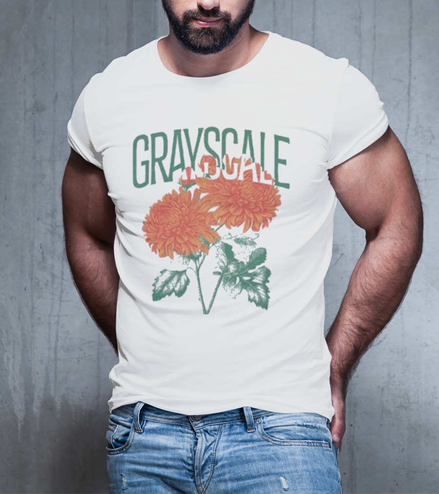 Grayscale Vintage Flower Logo T-Shirt
