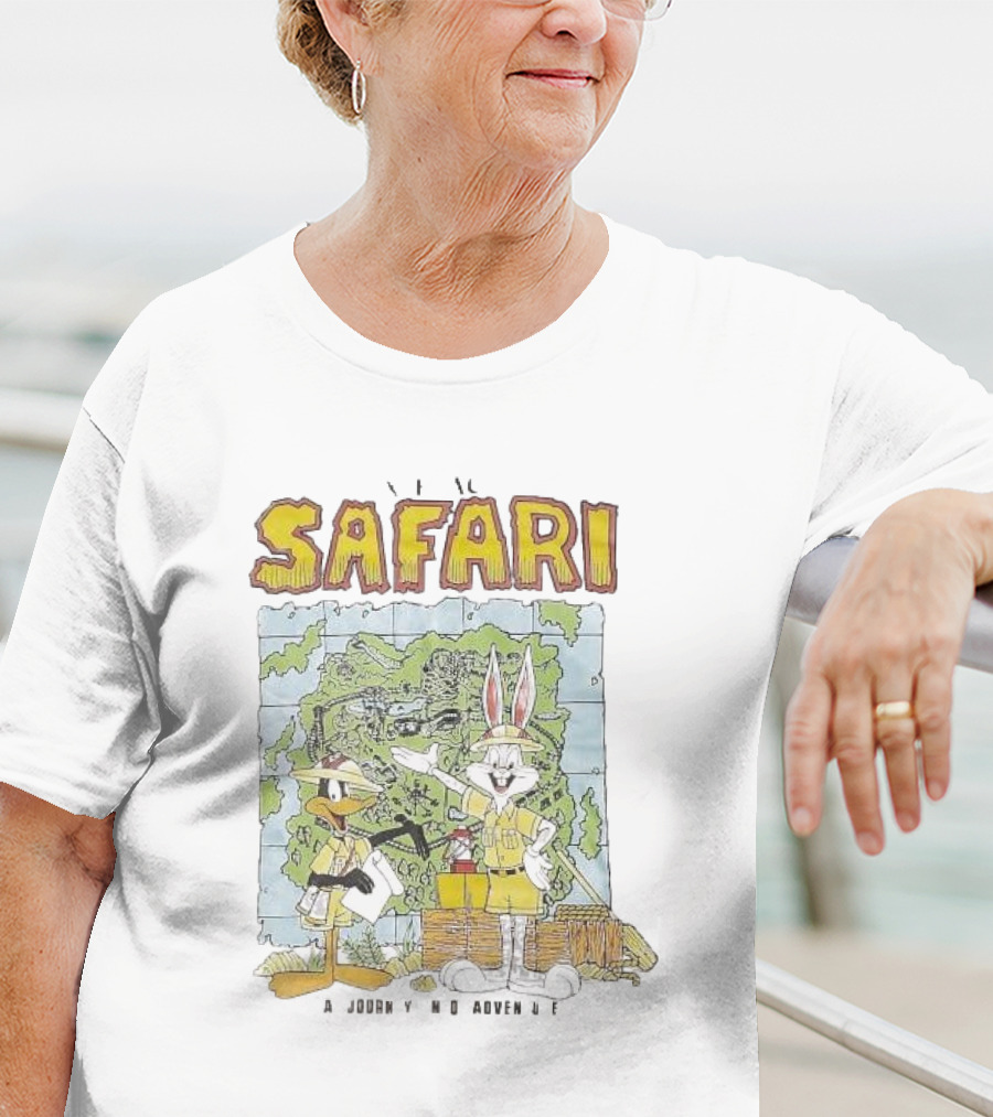 Safari Adventure With Iconic Cartoon Characters Map Exploration T-Shirt