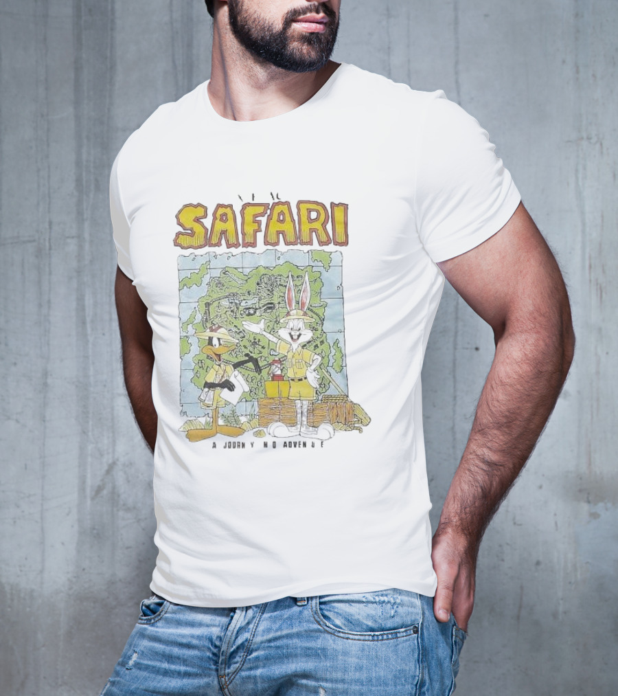 Safari Adventure With Iconic Cartoon Characters Map Exploration T-Shirt