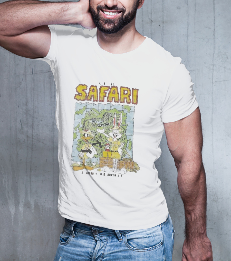 Safari Adventure With Iconic Cartoon Characters Map Exploration T-Shirt