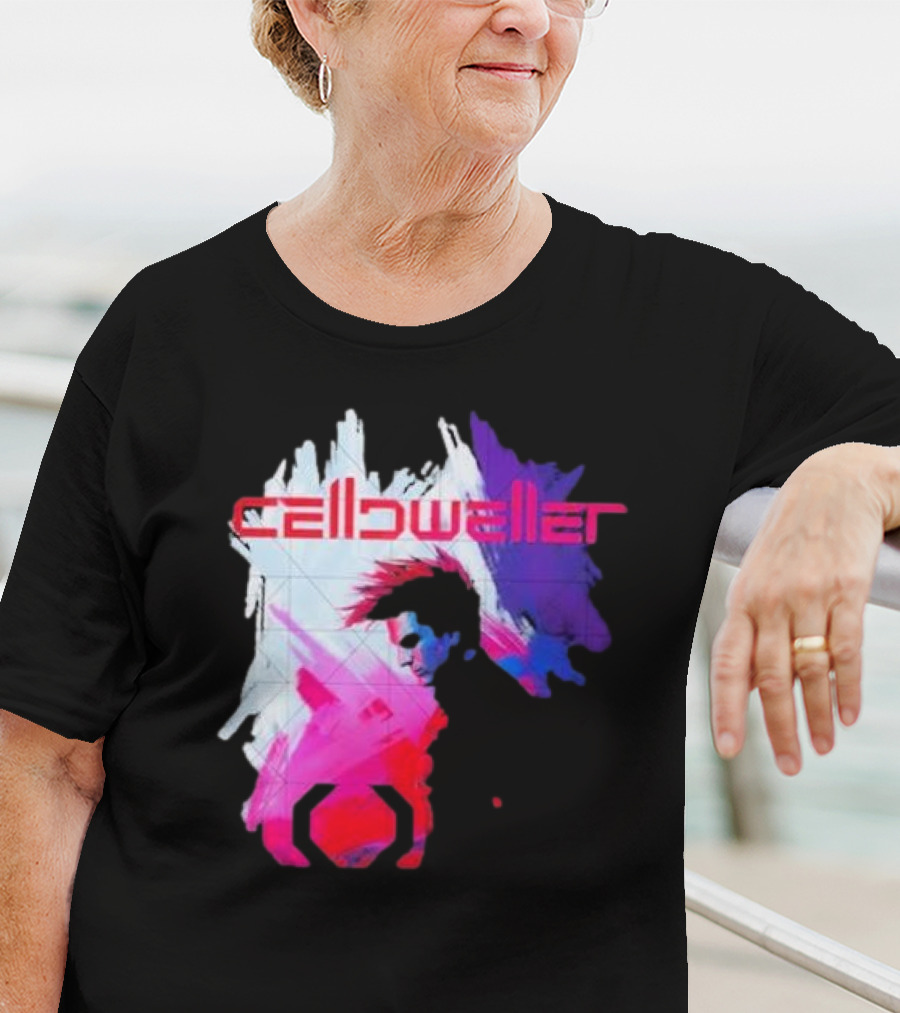 Celldweller The Sentinel Neon Abstract Portrait With Geometric Accent T-Shirt