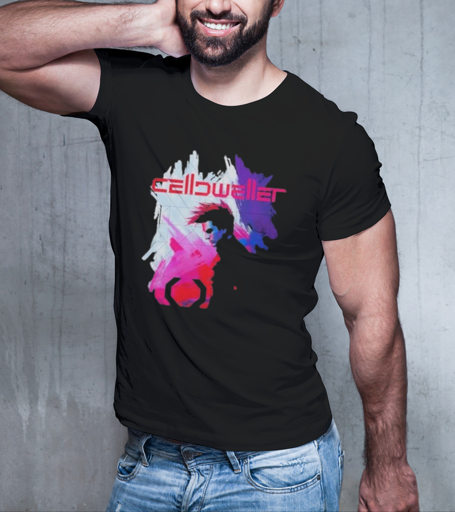 Celldweller The Sentinel Neon Abstract Portrait With Geometric Accent T-Shirt