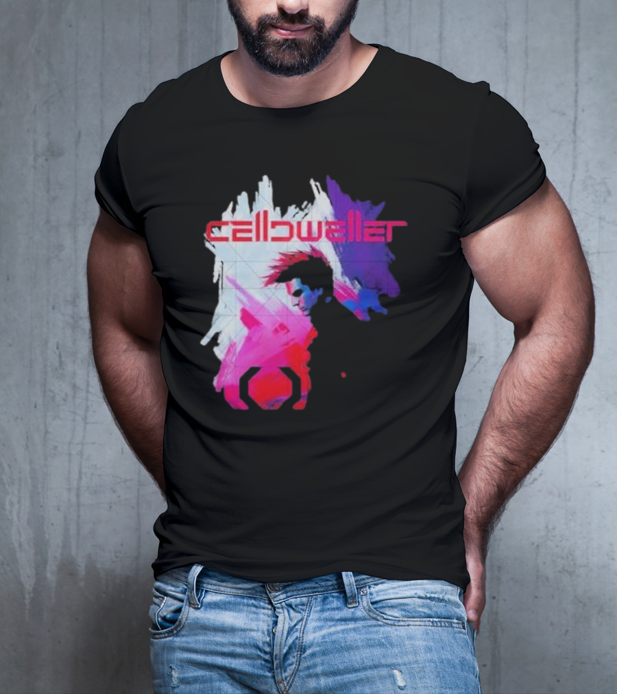 Celldweller The Sentinel Neon Abstract Portrait With Geometric Accent T-Shirt