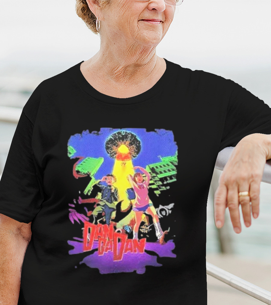 Dan Da Dan Manga Anime UFO Adventure Neon Colors T-Shirt