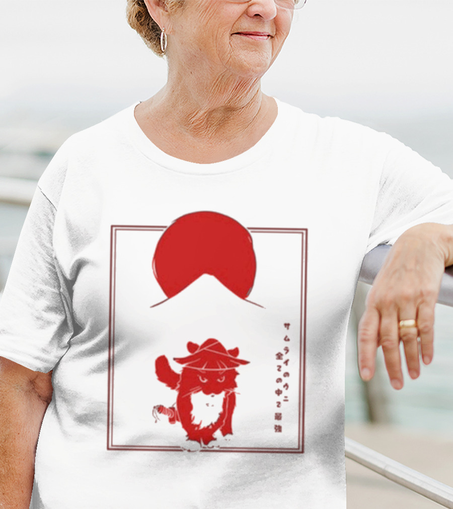 Samurai Unico Uniuni Runin Cat With Rising Sun T-Shirt