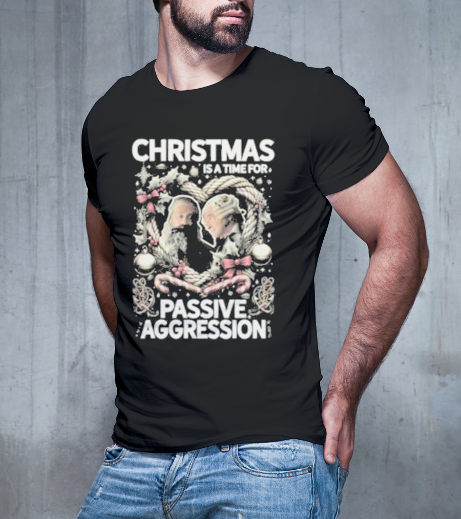 Christmas Is A Time For Passive Aggression Wreath And Candy Canes T-Shirt