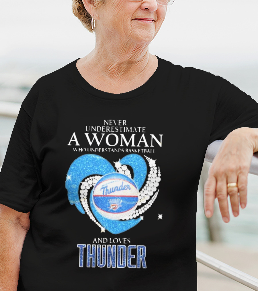 Never Underestimate A Woman Who Understands Basketball And Loves Oklahoma City Thunder T-Shirt
