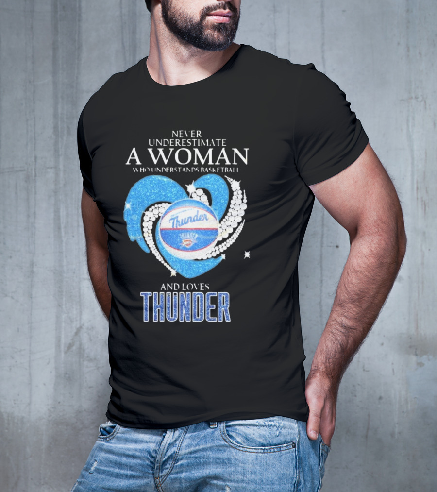 Never Underestimate A Woman Who Understands Basketball And Loves Oklahoma City Thunder T-Shirt
