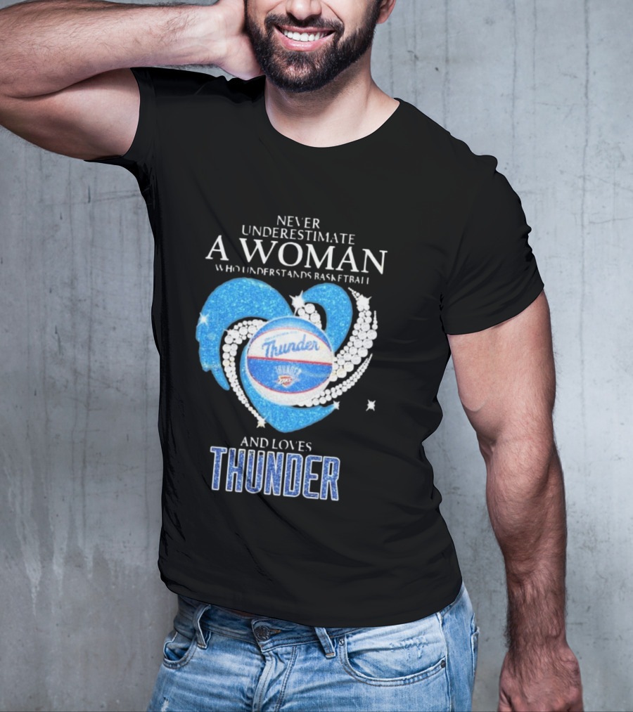 Never Underestimate A Woman Who Understands Basketball And Loves Oklahoma City Thunder T-Shirt