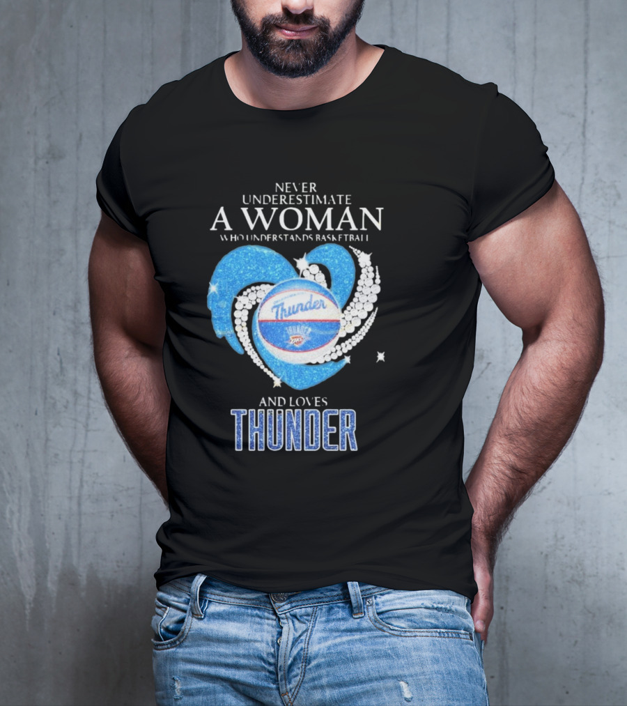 Never Underestimate A Woman Who Understands Basketball And Loves Oklahoma City Thunder T-Shirt