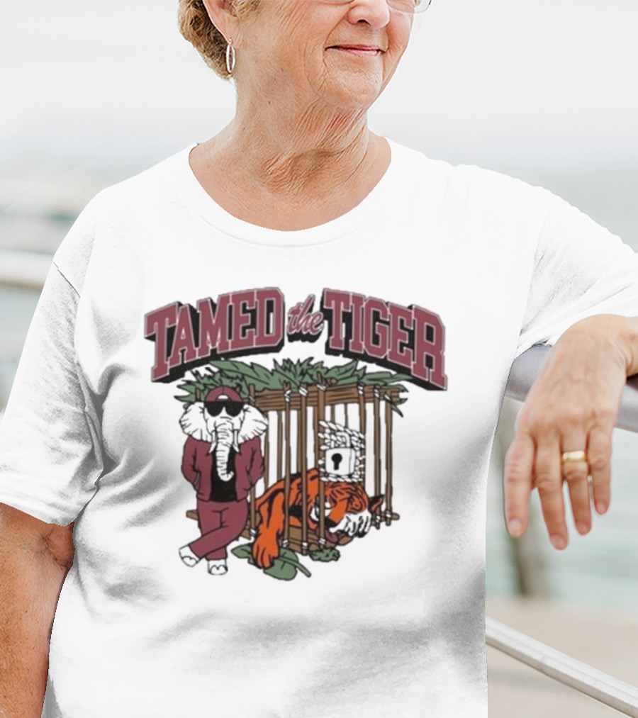 Tamed The Tiger Alabama Football Rivalry Elephant And Caged Tiger T-Shirt