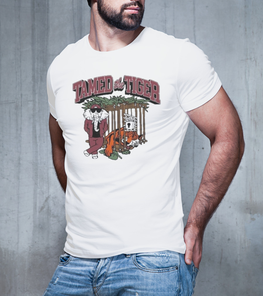 Tamed The Tiger Alabama Football Rivalry Elephant And Caged Tiger T-Shirt