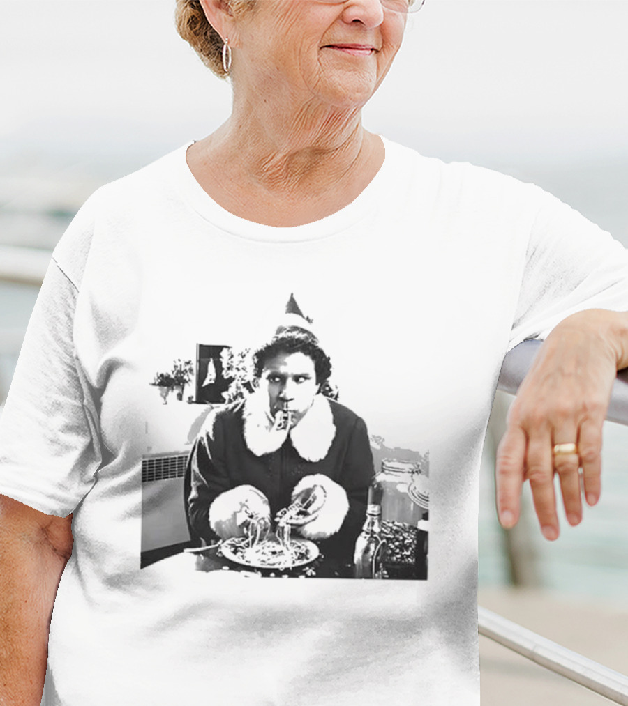 Elf Eating Spaghetti Christmas T-Shirt