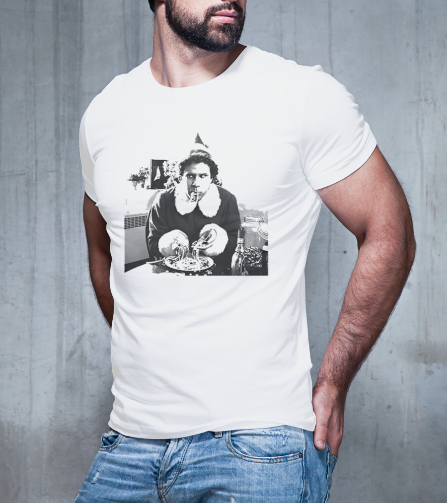 Elf Eating Spaghetti Christmas T-Shirt
