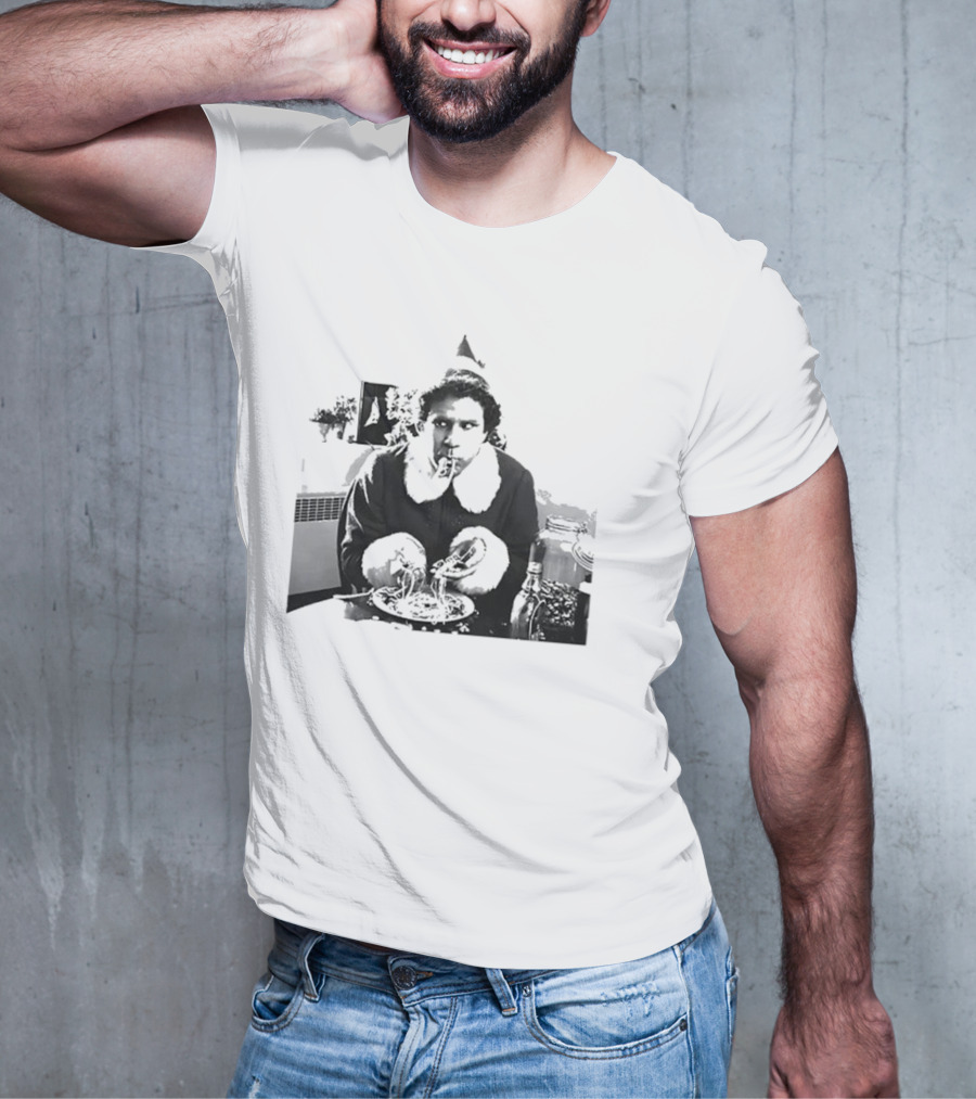 Elf Eating Spaghetti Christmas T-Shirt