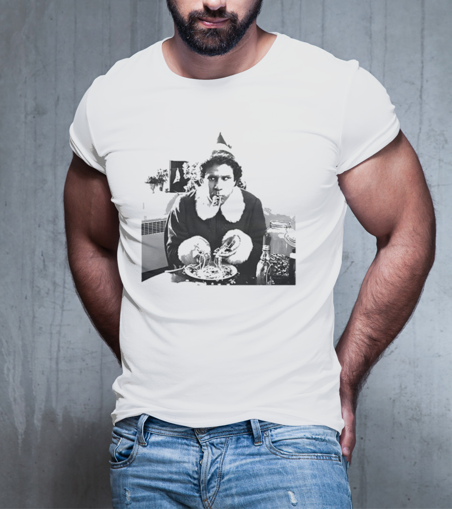 Elf Eating Spaghetti Christmas T-Shirt