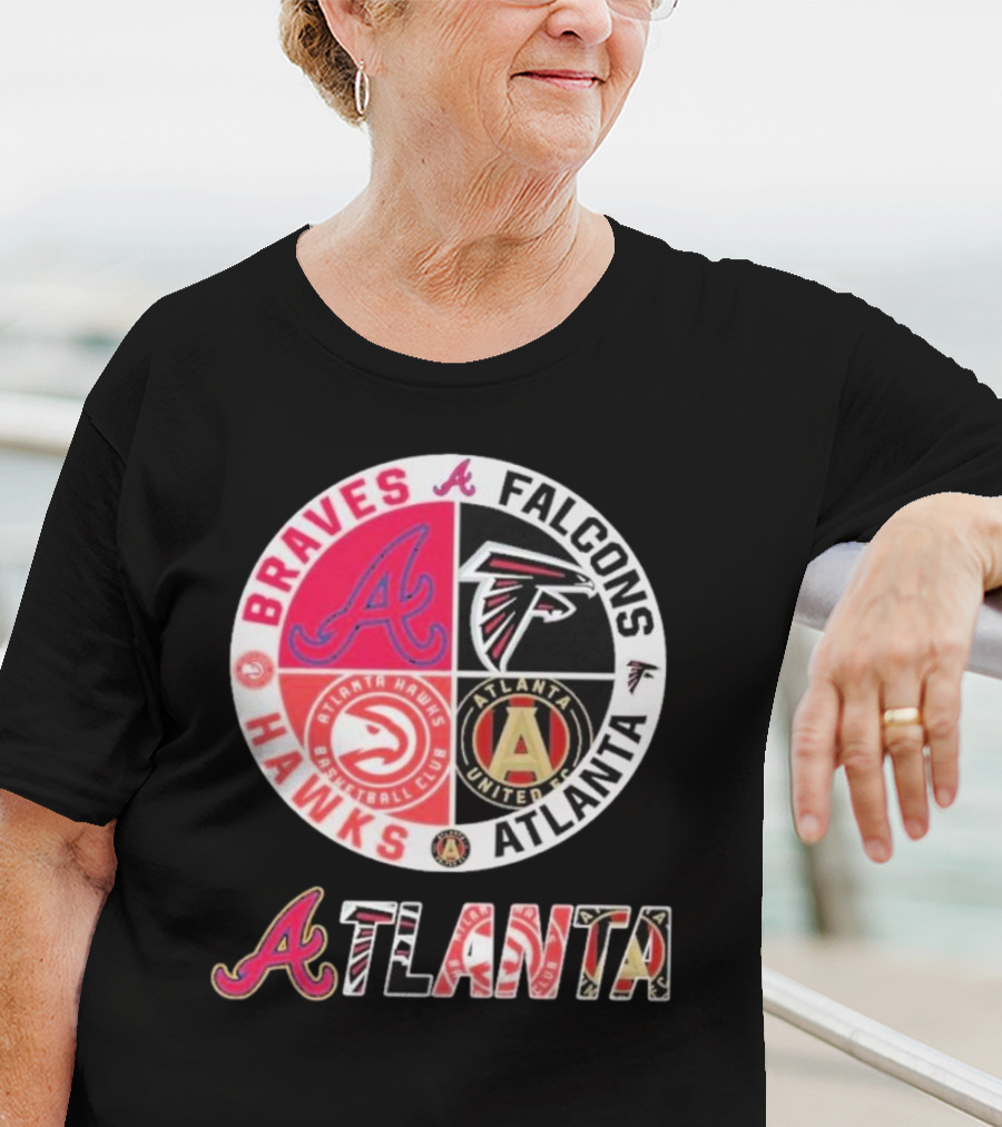 Atlanta Braves Falcons Hawks United FC Logos T-Shirt