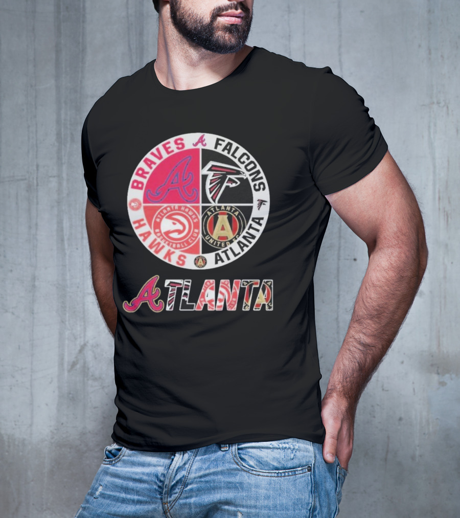 Atlanta Braves Falcons Hawks United FC Logos T-Shirt