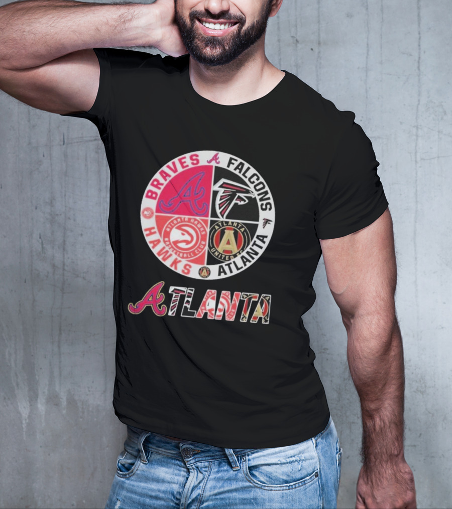 Atlanta Braves Falcons Hawks United FC Logos T-Shirt