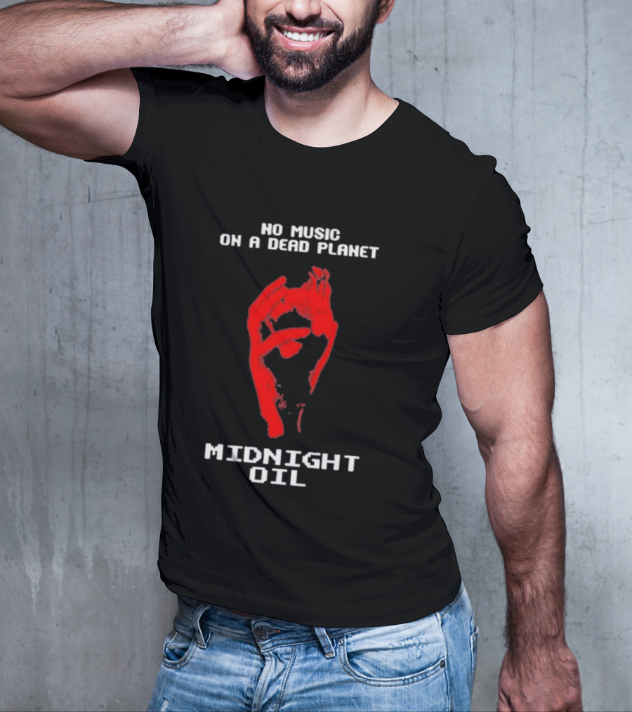 Midnight Oil No Music On A Dead Planet Red Hand T-Shirt