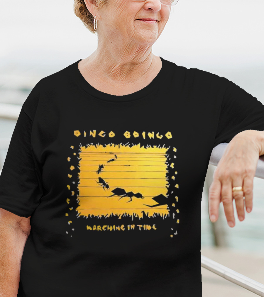 Oingo Boingo Marching In Time Ants On Yellow Stripe T-Shirt