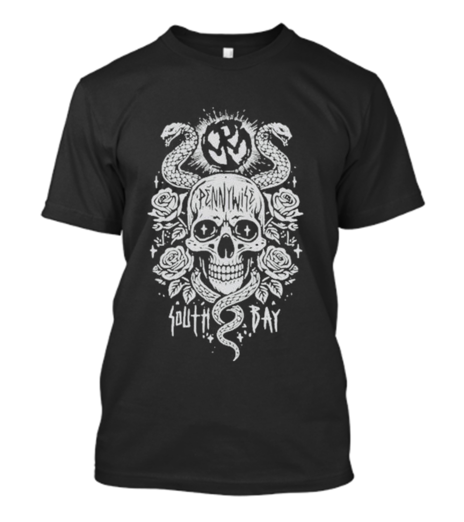 Pennywise South Bay Skull Snake Roses Artwork T-Shirt