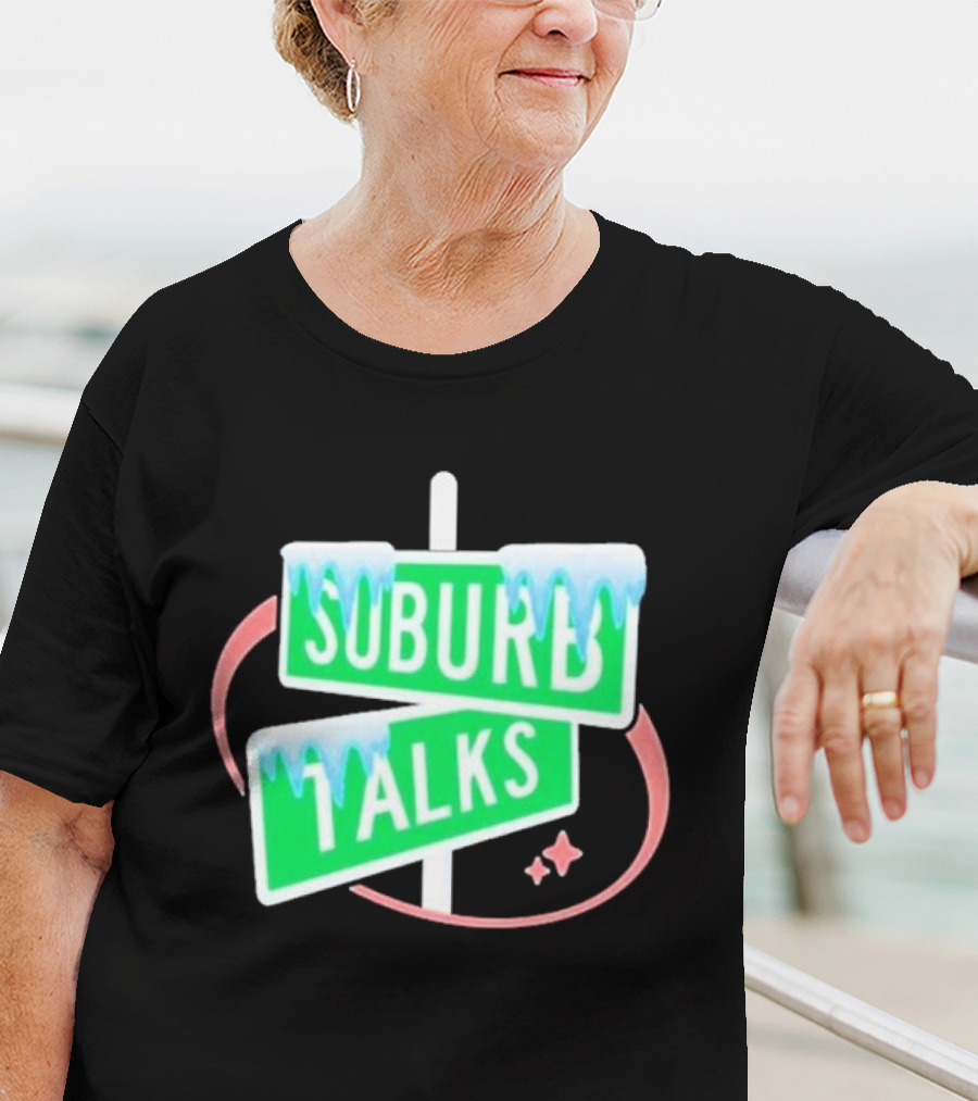 Suburb Talks Snowy Street Signs Christmas T-Shirt