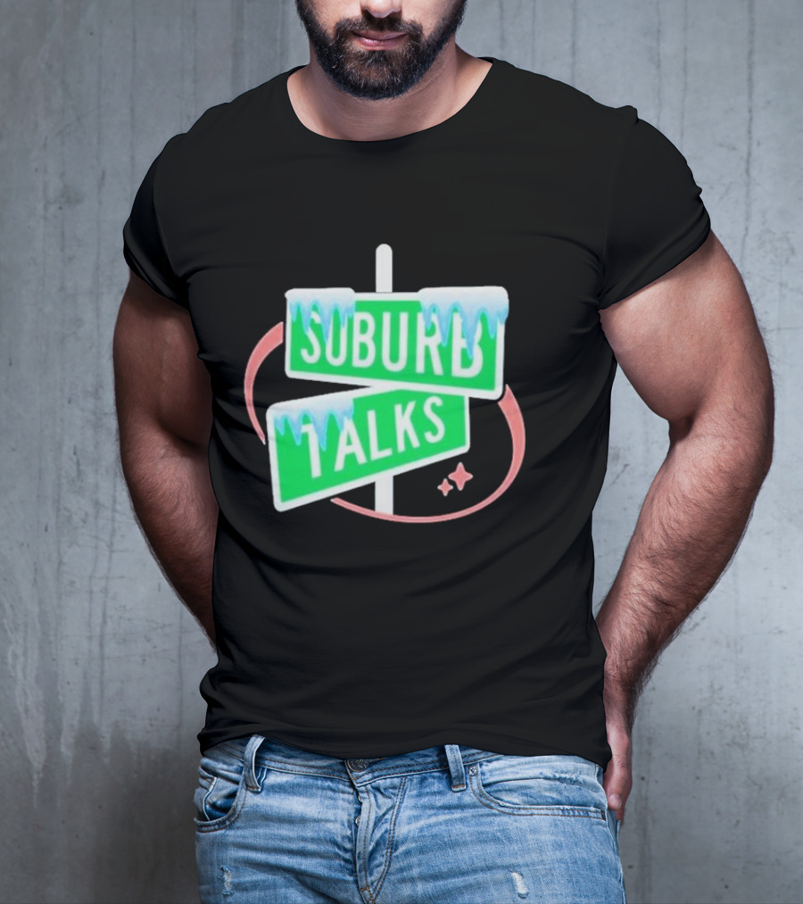 Suburb Talks Snowy Street Signs Christmas T-Shirt