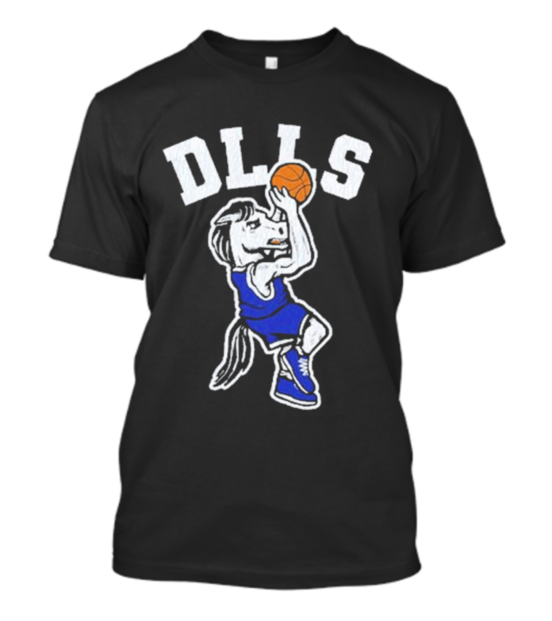 DLLS Basketball Horse Player In Blue Jersey T-Shirt