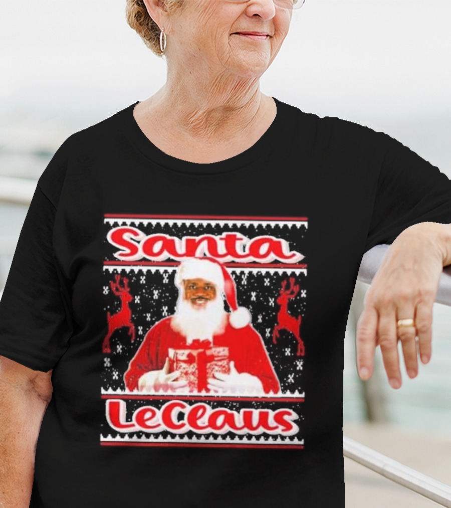 Lebron James Santa LeClaus Ugly Christmas Sweater Festive Holiday Reindeer T-Shirt