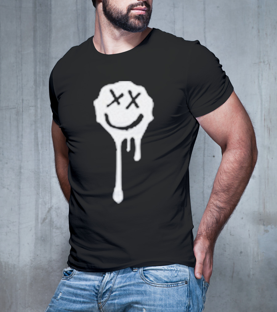 Olive Drip Smiley Face With Nirvana T-Shirt